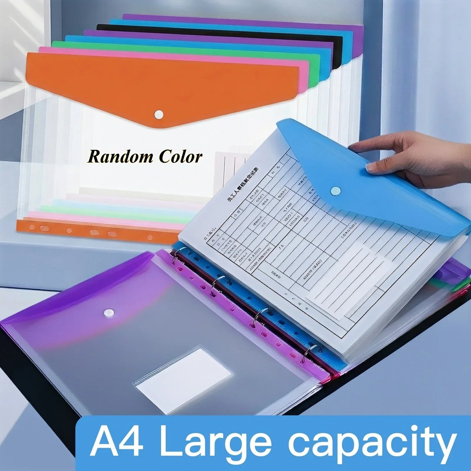 A4 Button Binder Folders — Heavy-Duty File Organizers with Locking Mechanism