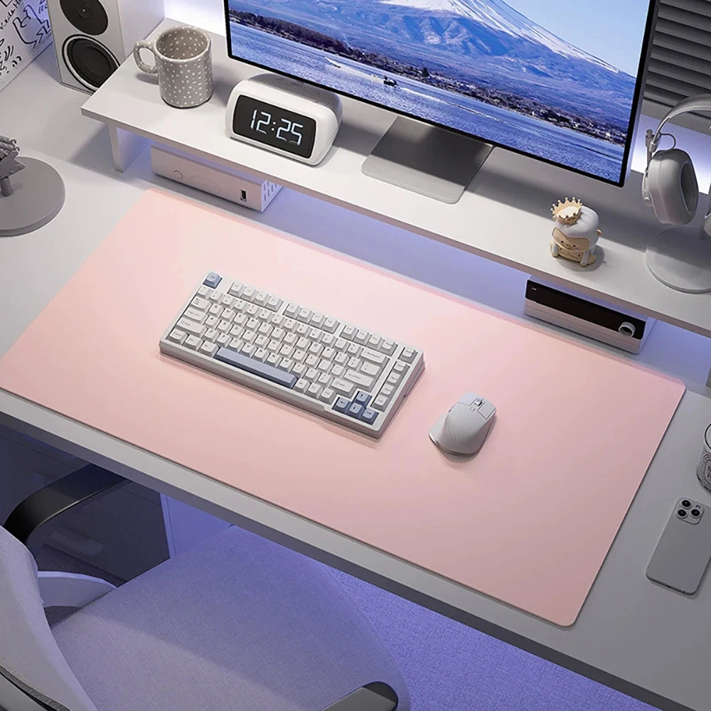 Large Brown Leather Desk Mat — Waterproof Workspace Protector