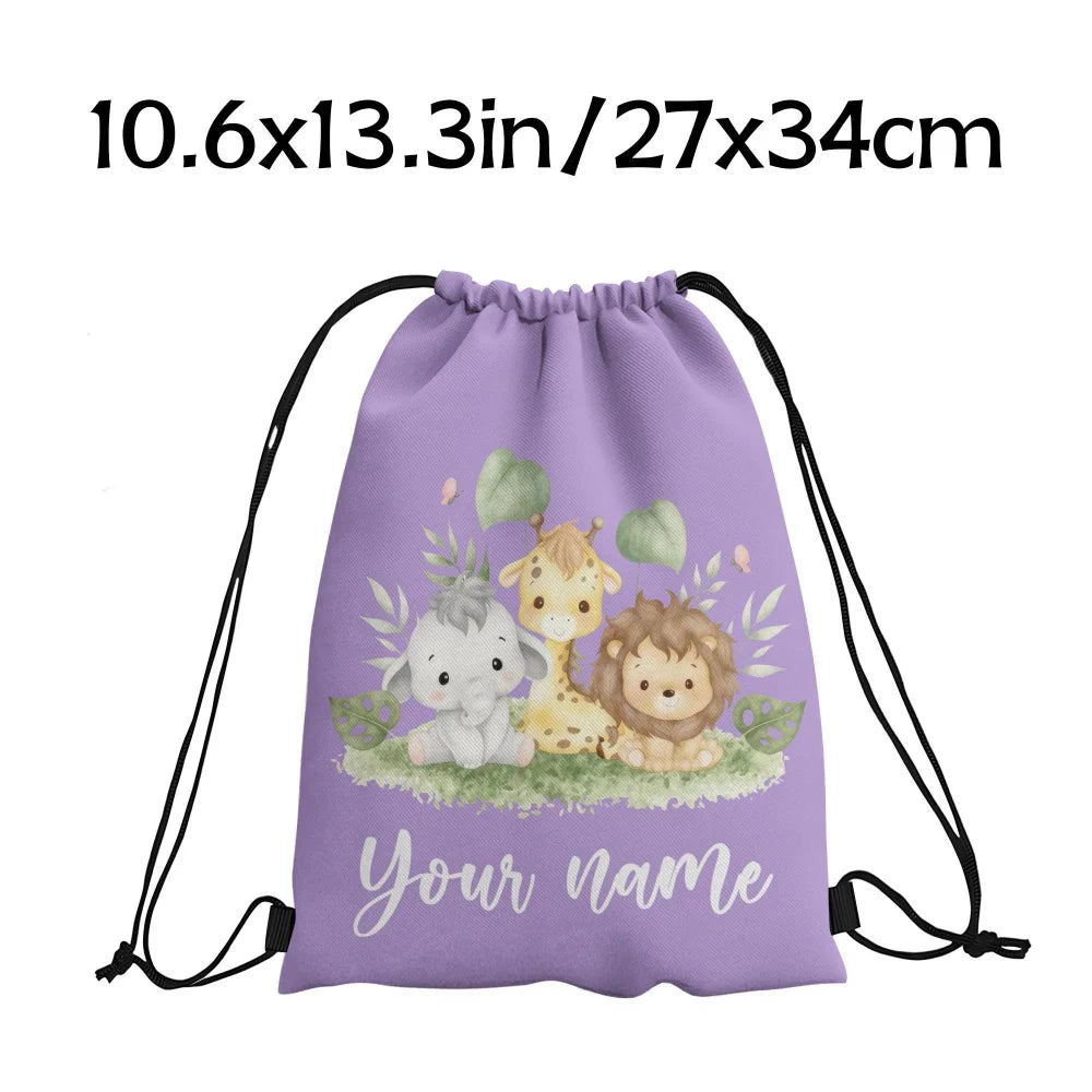 Animal Print Drawstring Bag — Versatile Lightweight Storage Pouch