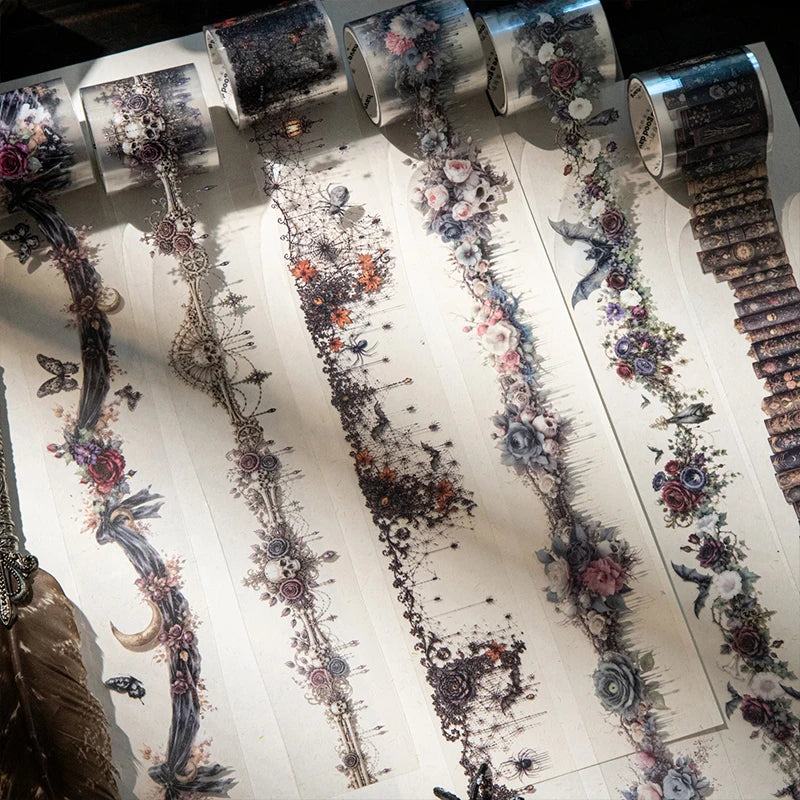 Gothic Skeleton PET Washi Tape — Aesthetic Decor for Scrapbooking & Journals