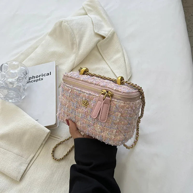 Women's Wool Crossbody Bag — Stylish Chain Shoulder Purse