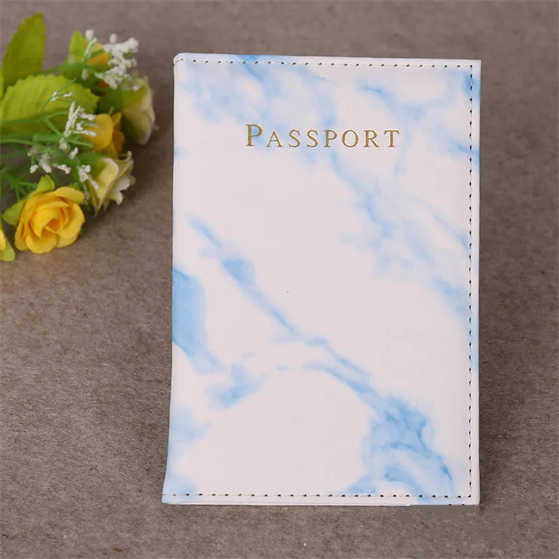 Marble Style Passport Cover — Faux Leather Travel Wallet & ID Holder