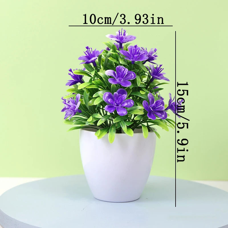Artificial Five Leaf Plum Potted Plant — Decorative Indoor & Outdoor Floral Bonsai