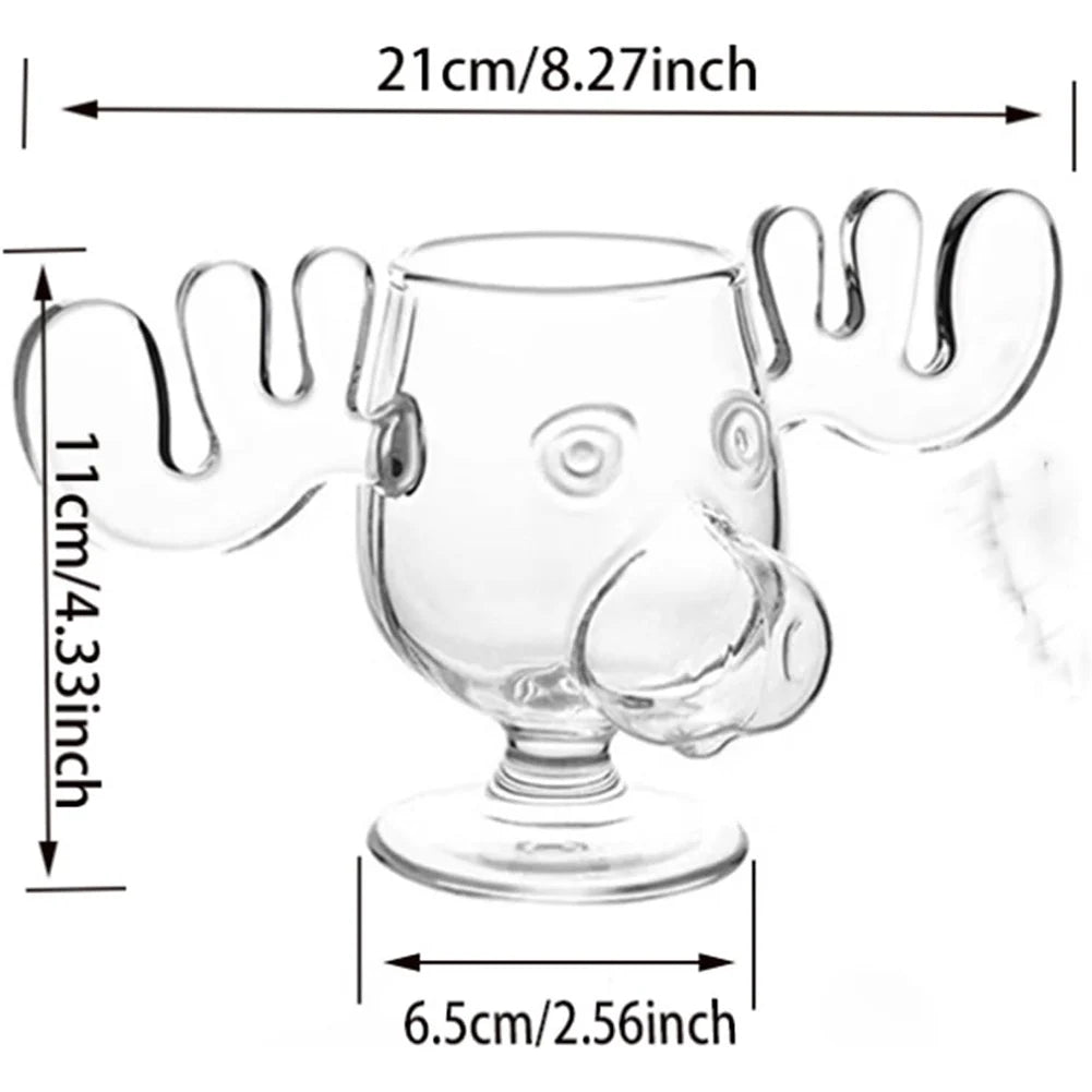 APWIKOGER Christmas Elk Glass Cup — Festive Reindeer Head Drinkware