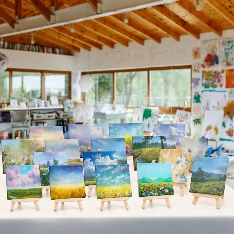 Mini Canvas and Easel Set — Blank Stretched Canvases for Art and Decor