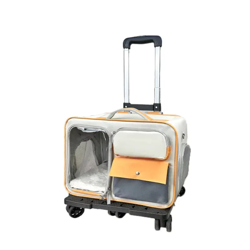 Multi-Functional Pet Carrier Trolley — Portable Backpack and Luggage Bag