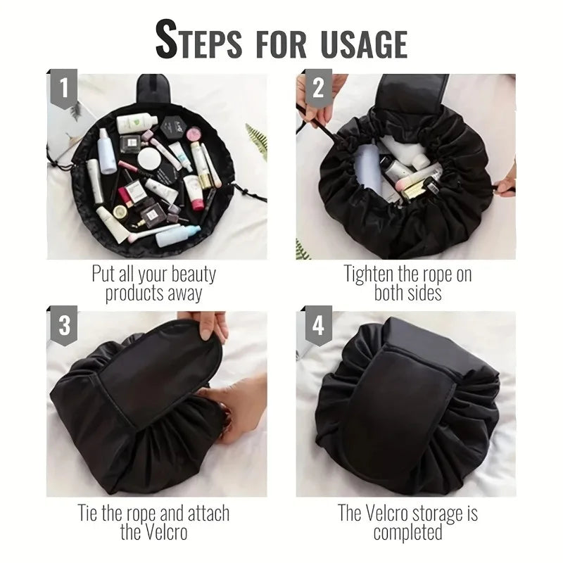 Drawstring Makeup Bag — Large Capacity Waterproof Travel Organizer