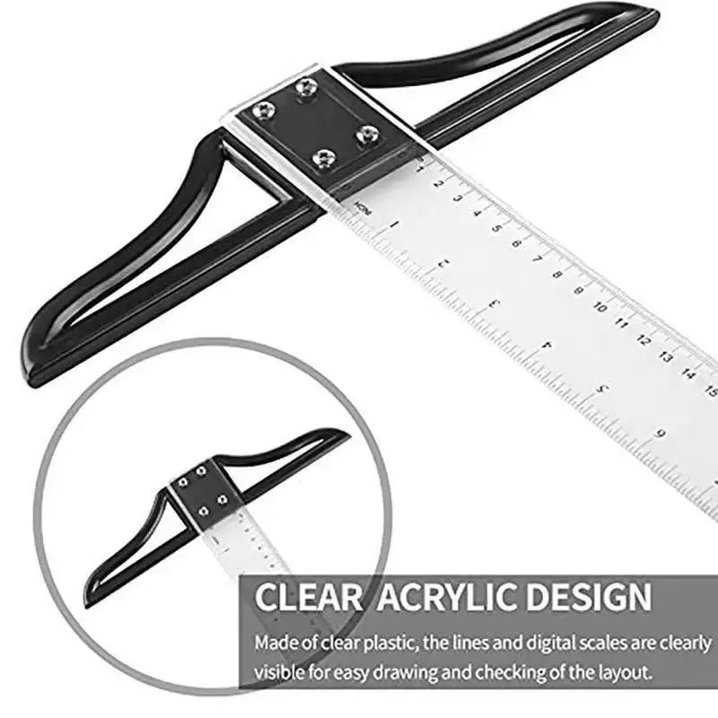 Precision T-Square Drafting Ruler — Removable Head for Architecture & Design