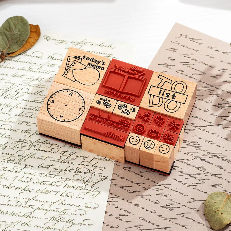 Wooden Stamp Kit — Journal Schedule Marking