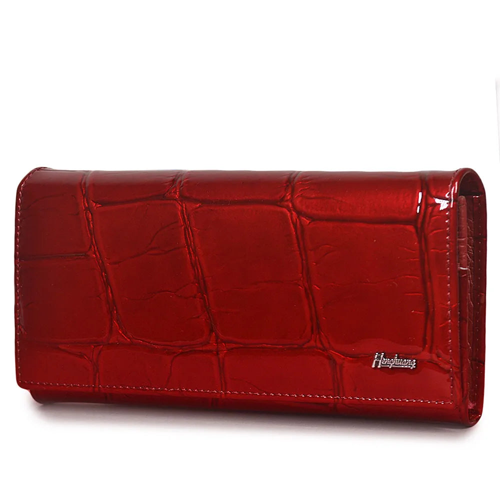 Wishehappy Genuine Leather Stone Pattern Wallet — Luxury Long Organizer