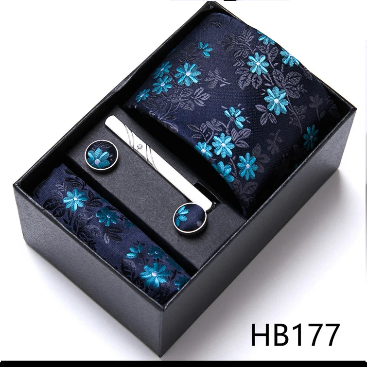 VanGise Men's Necktie Set — Business Tie, Cufflinks, and Pocket Square Kit