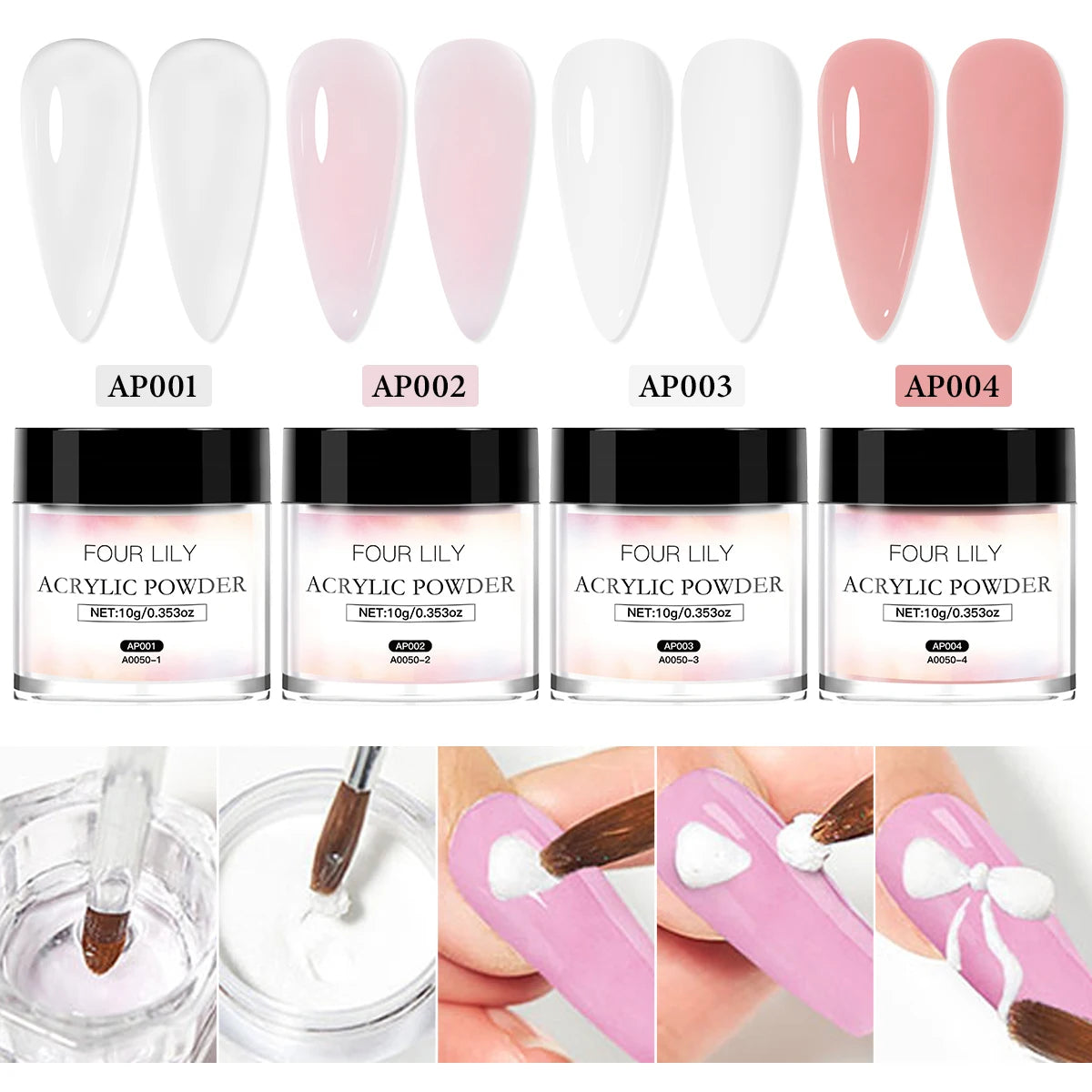 Four Lily Nail Acrylic Powder & Liquid Set — Professional Extension Kit