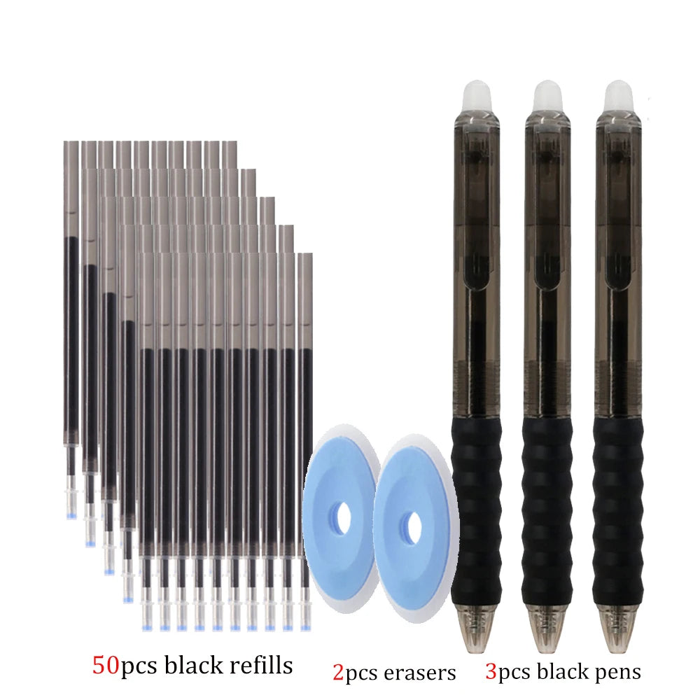 MROOFUL Erasable Gel Pen Set — Smooth Writing with 50 Ink Refills