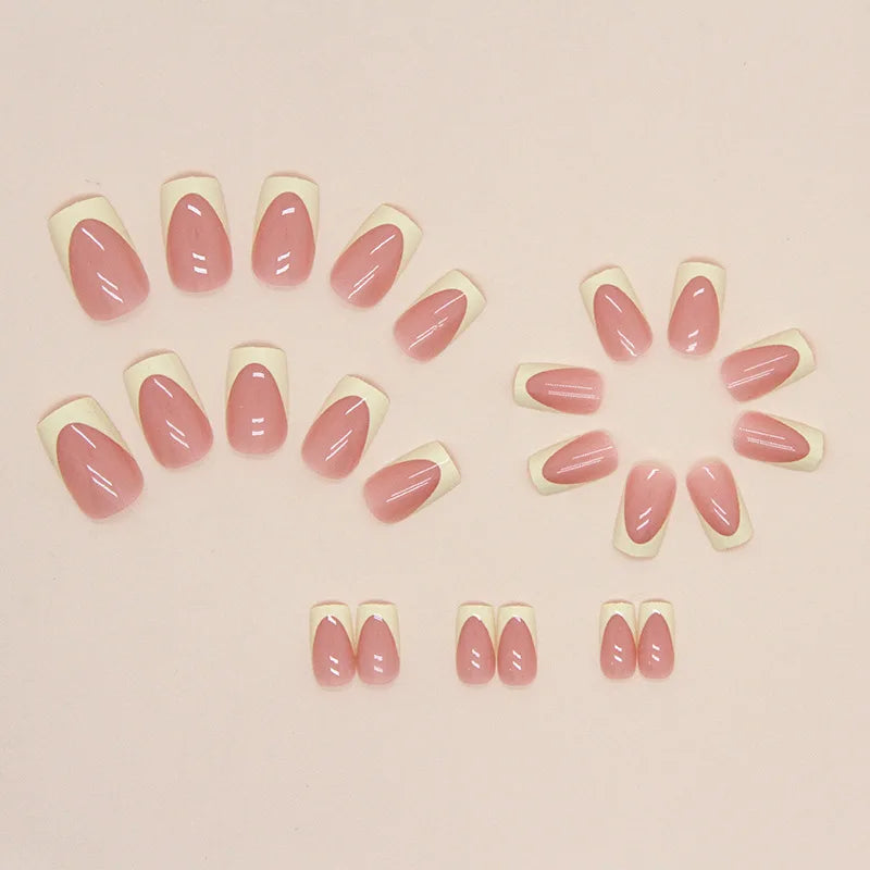 Long Trapezoid Press-On Nails — 24 Piece Resin Set with Application Kit