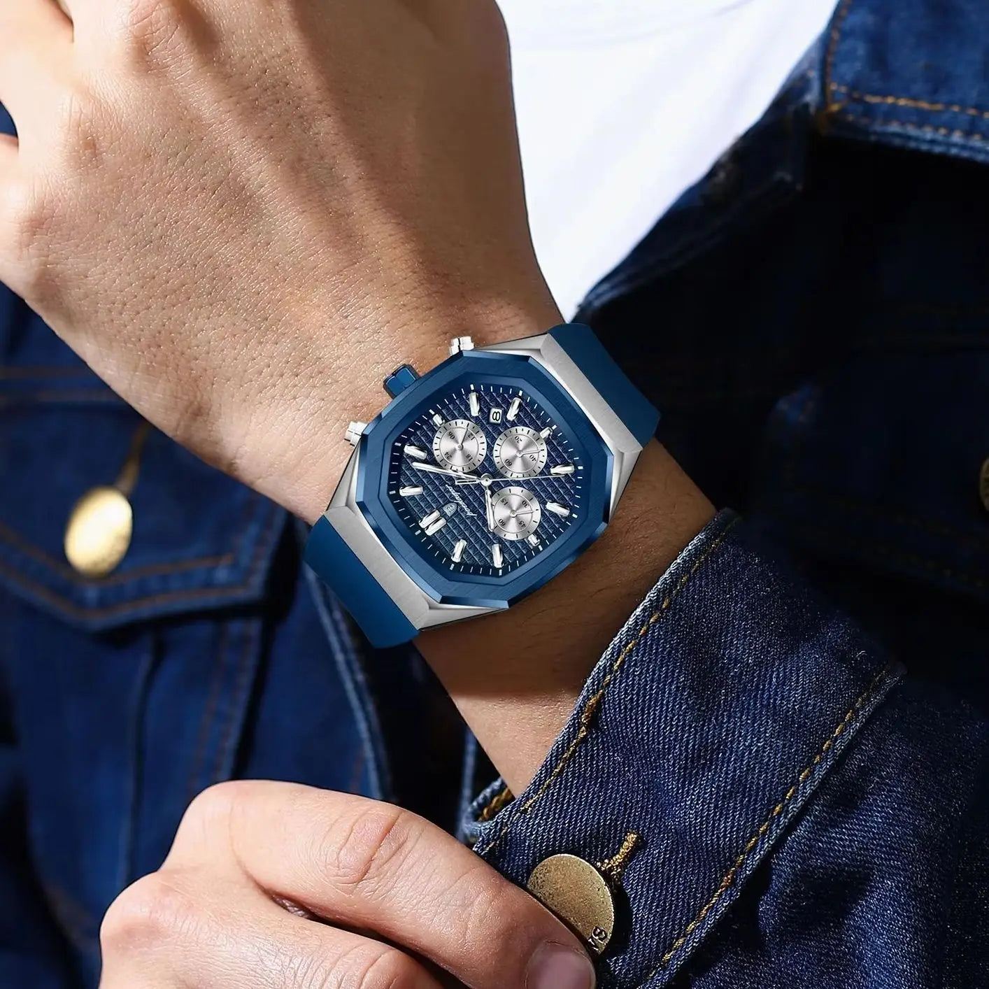 POEDAGAR Men's Chronograph Watch — Waterproof Business Quartz Timepiece