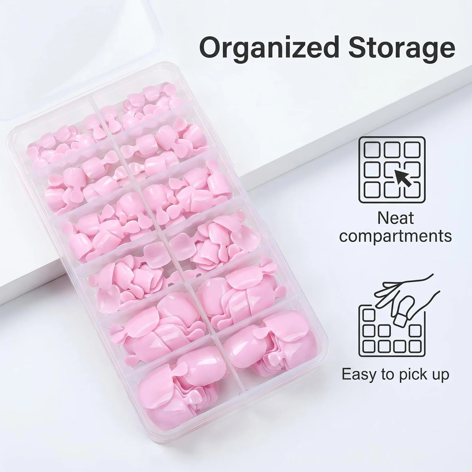 Misscheering Press On Toe Nails — 120pcs Nude Pink Glossy Square Manicure Set