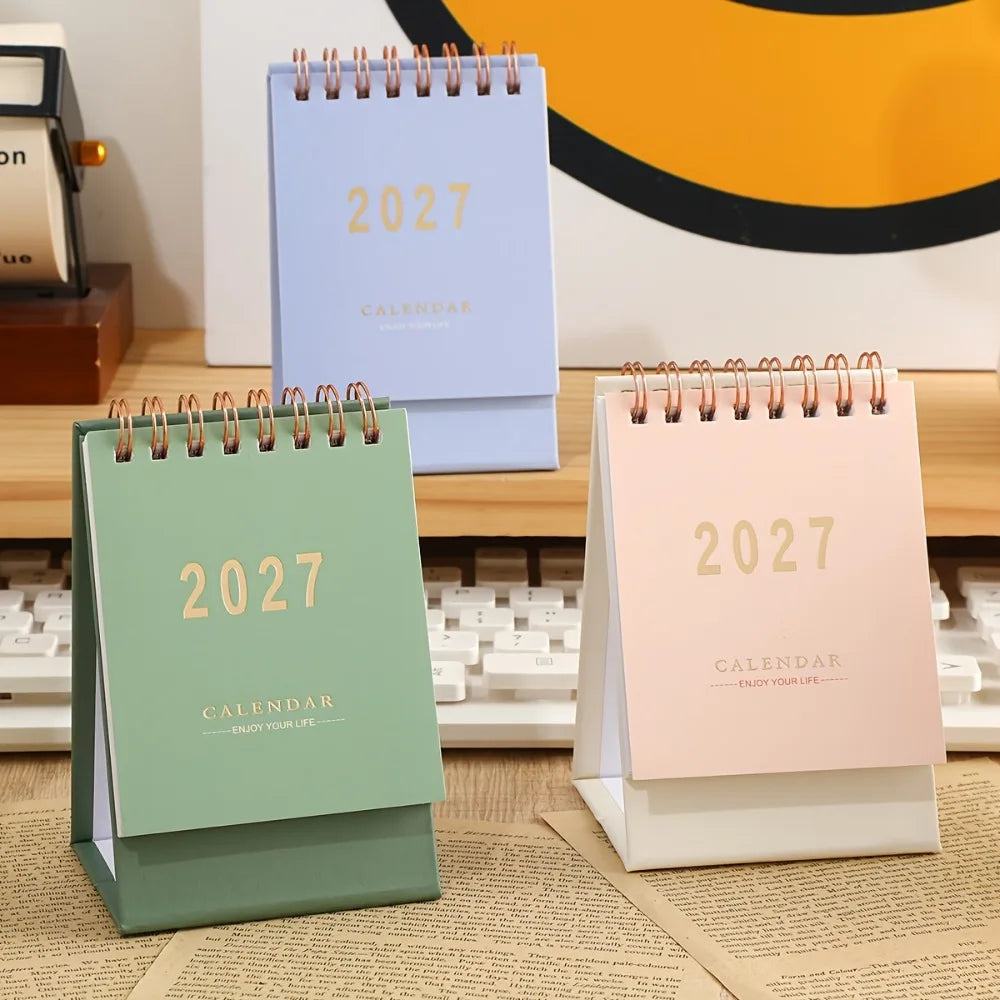 2027 Monthly Mini Desk Calendar — Compact Standing Planner for Home or Office