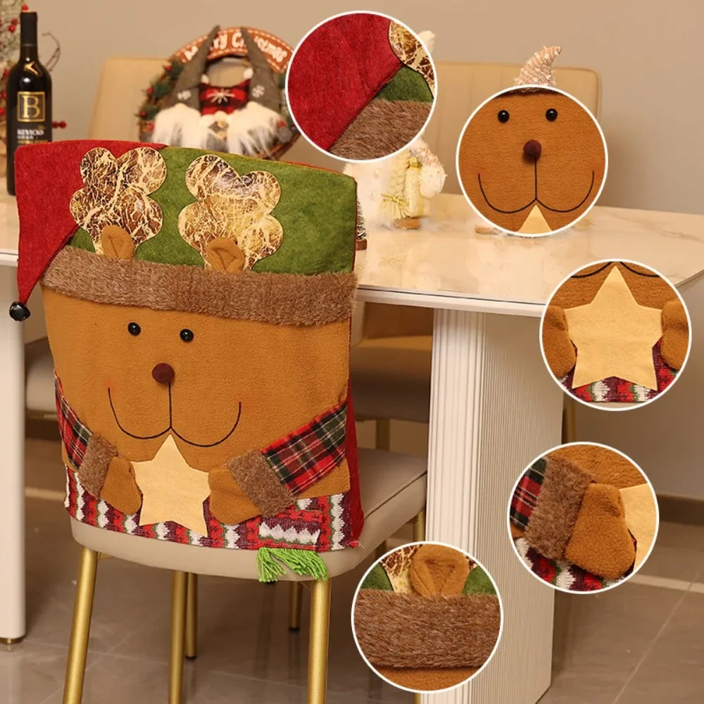 Christmas Character Dining Chair Covers — Festive Holiday Decor for Home & Office