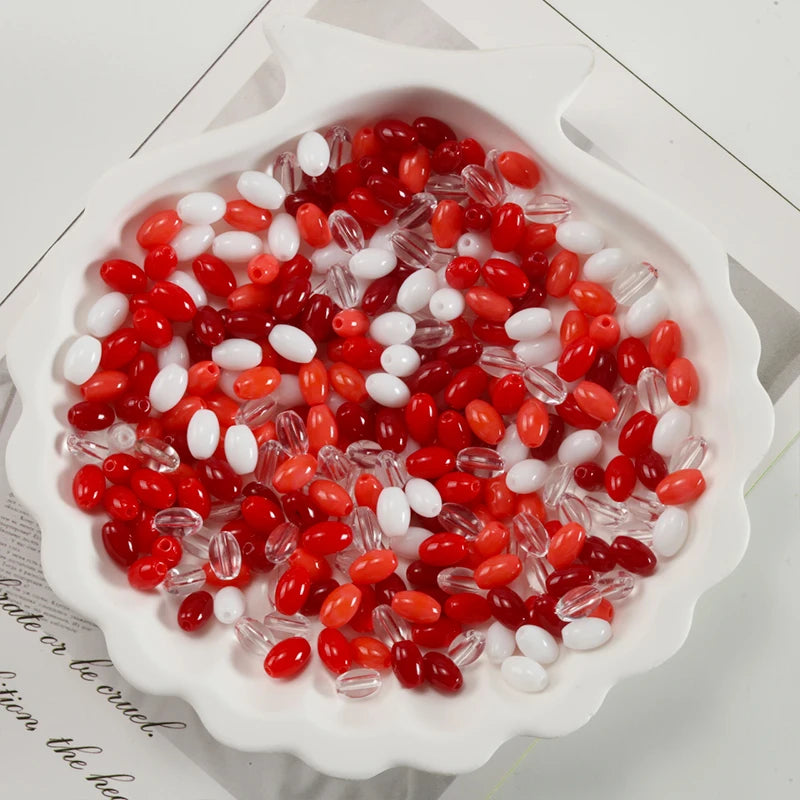Oval Glass Rice Spacer Beads — Solid Color Jewelry Making Supplies