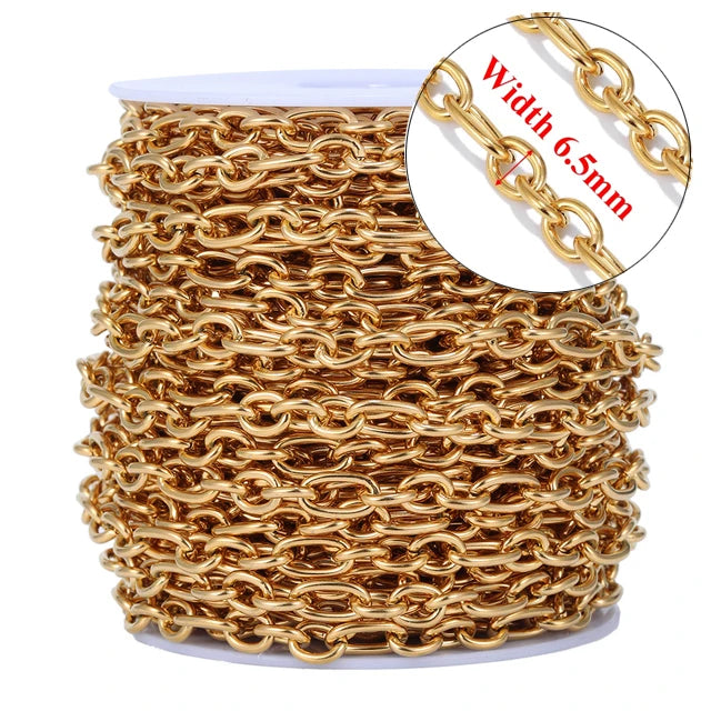 Stainless Steel Jewelry Chain — 1M Gold or Steel Link Chain for DIY Crafts