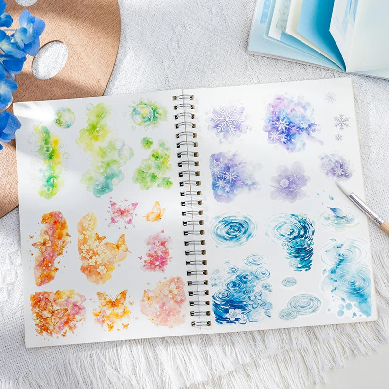 Water Splash PET Washi Tape — Decorative Adhesive for Scrapbooking & Journals