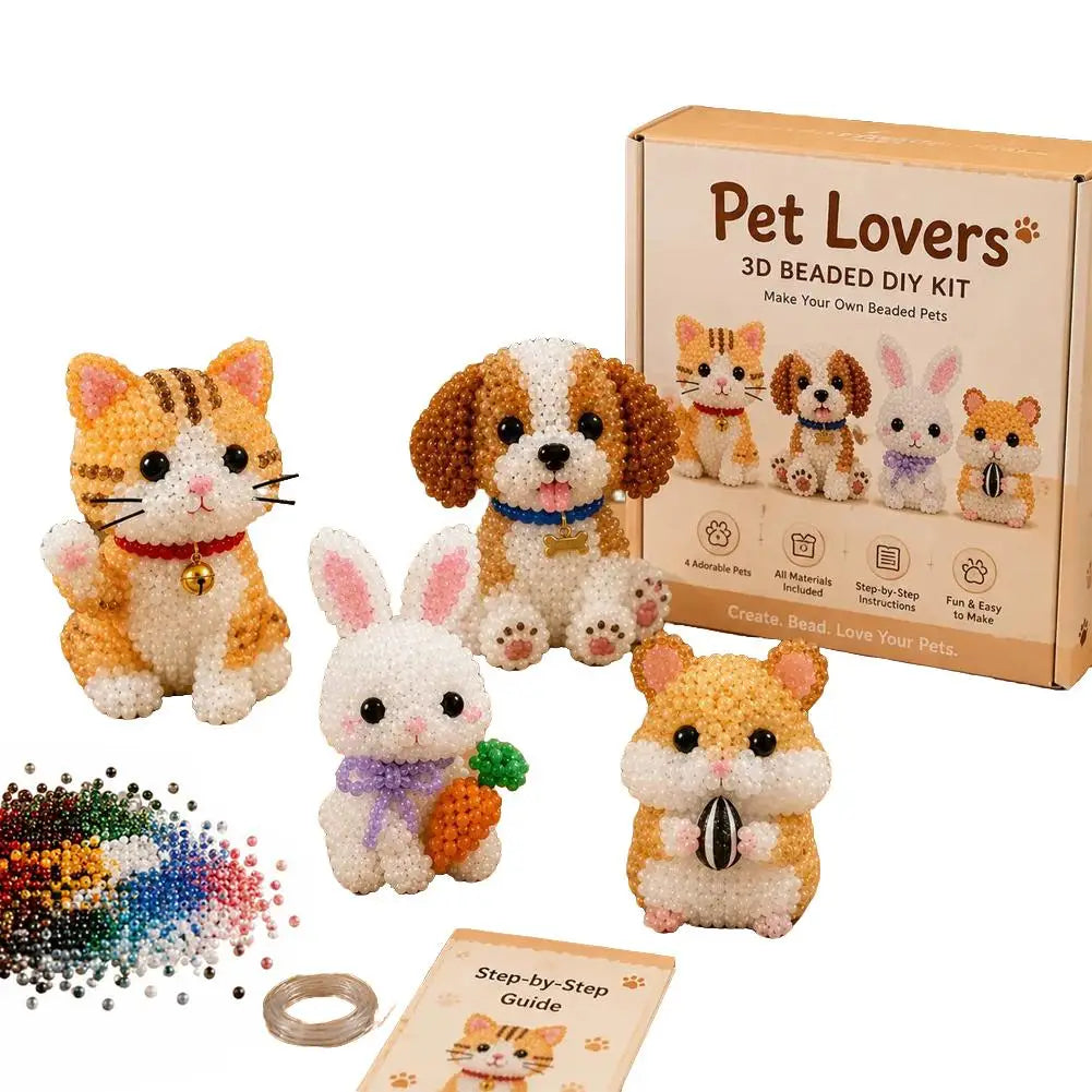 3D Beaded Animal Craft Kit — DIY Handmade Miniature Decor Set
