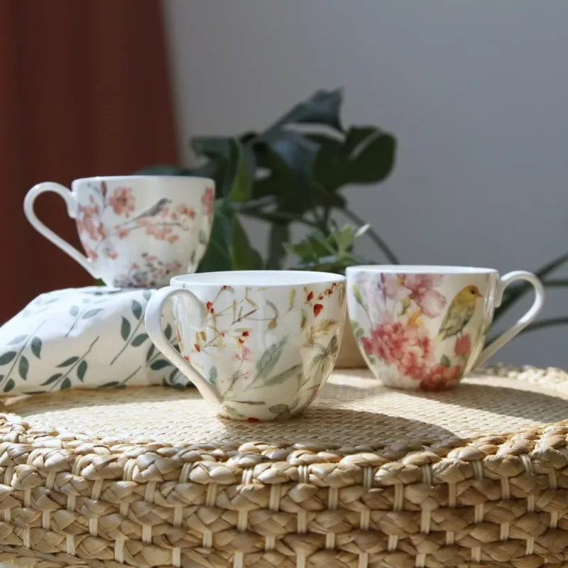 Premium Porcelain Petal Coffee Mugs — Set of 4 Multipurpose Tea Cups