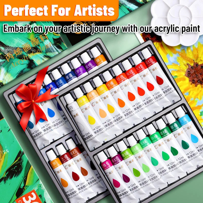 Vibrant Acrylic Paint Set — Multi-Surface DIY Art Kit for Canvas and Wood
