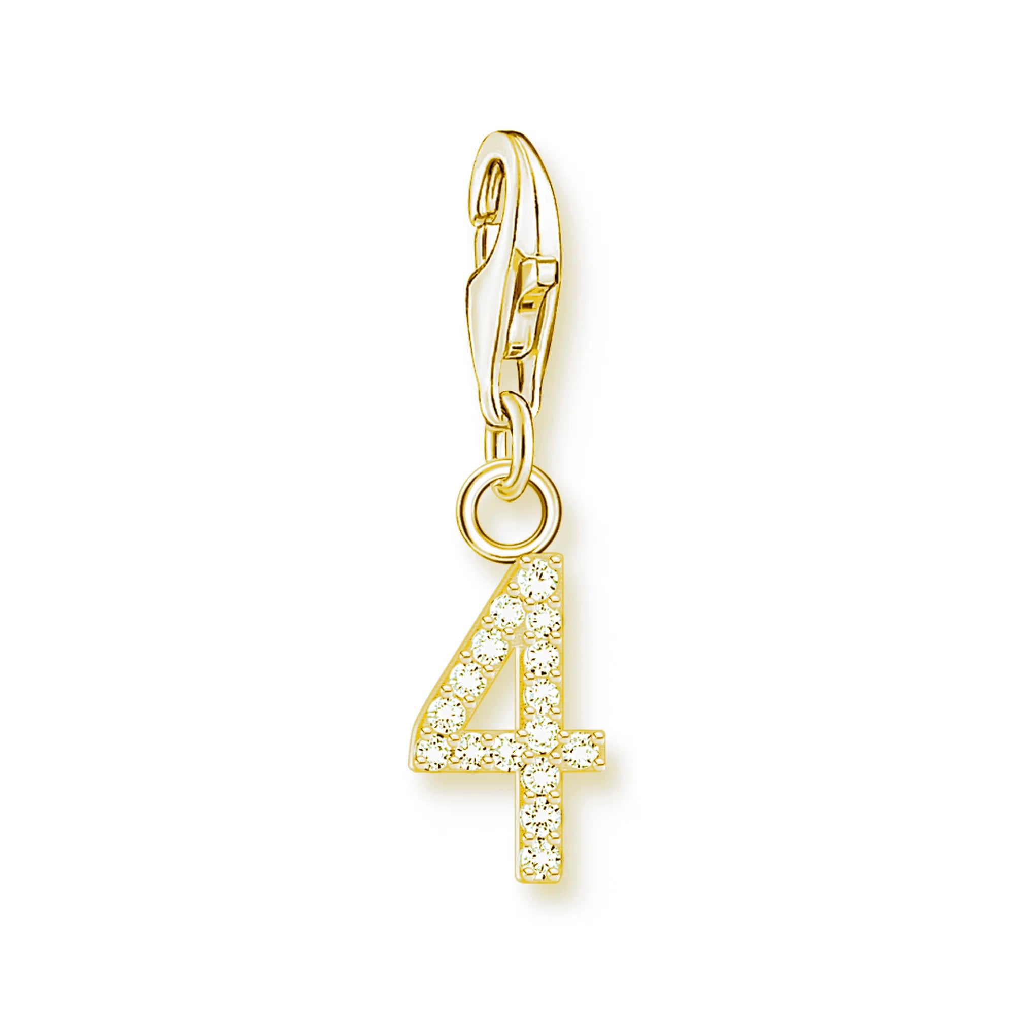 Thaddaeus Gold Plated Number Letter Charm — 925 Sterling Silver Zirconia Pendant