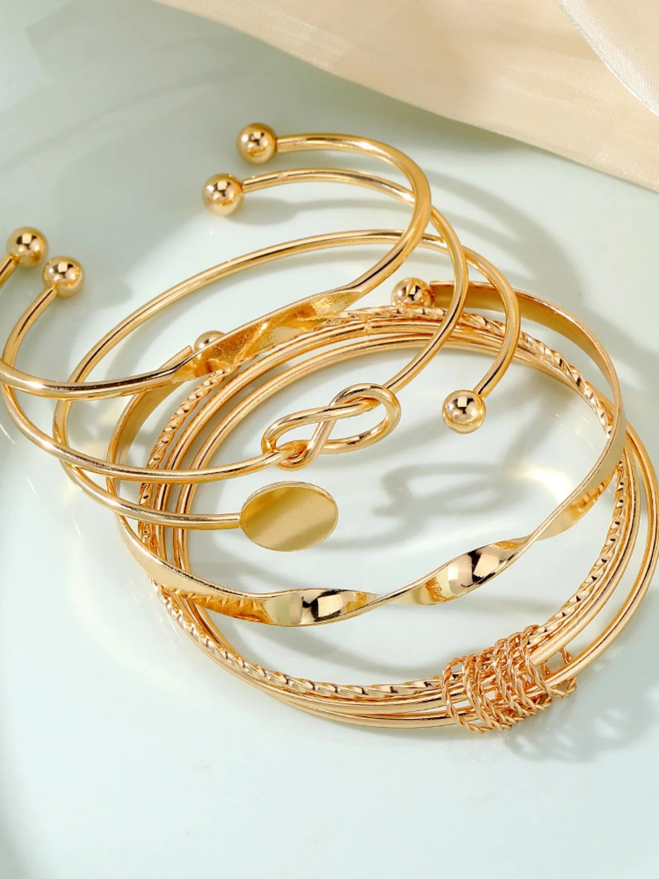 Adjustable Bangle Set — 5pcs Elegant Twist Jewelry