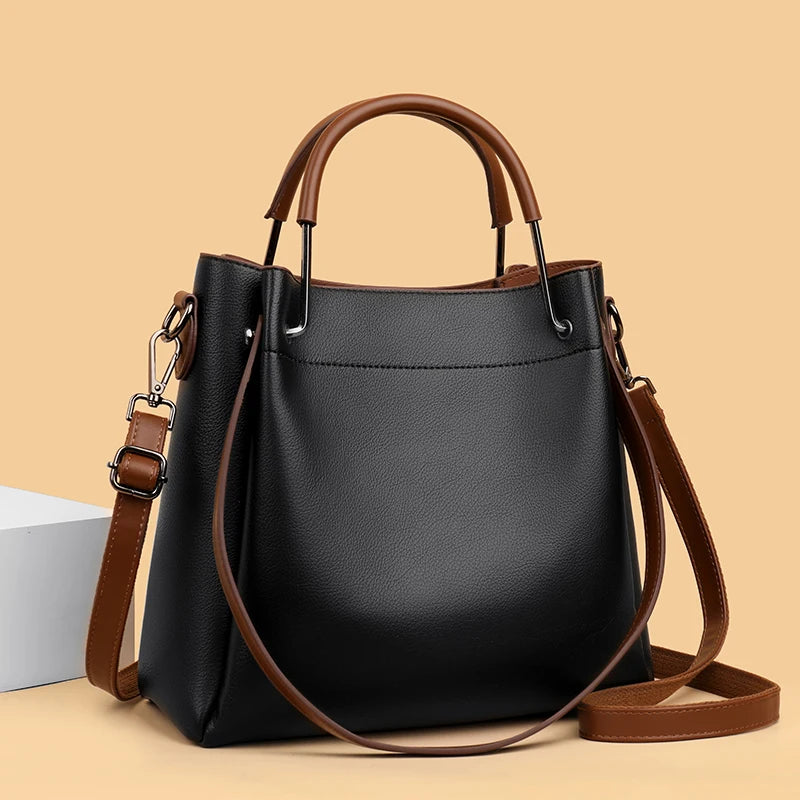 Women's PU Leather Tote Bag — Stylish Shoulder Bag for Daily Use
