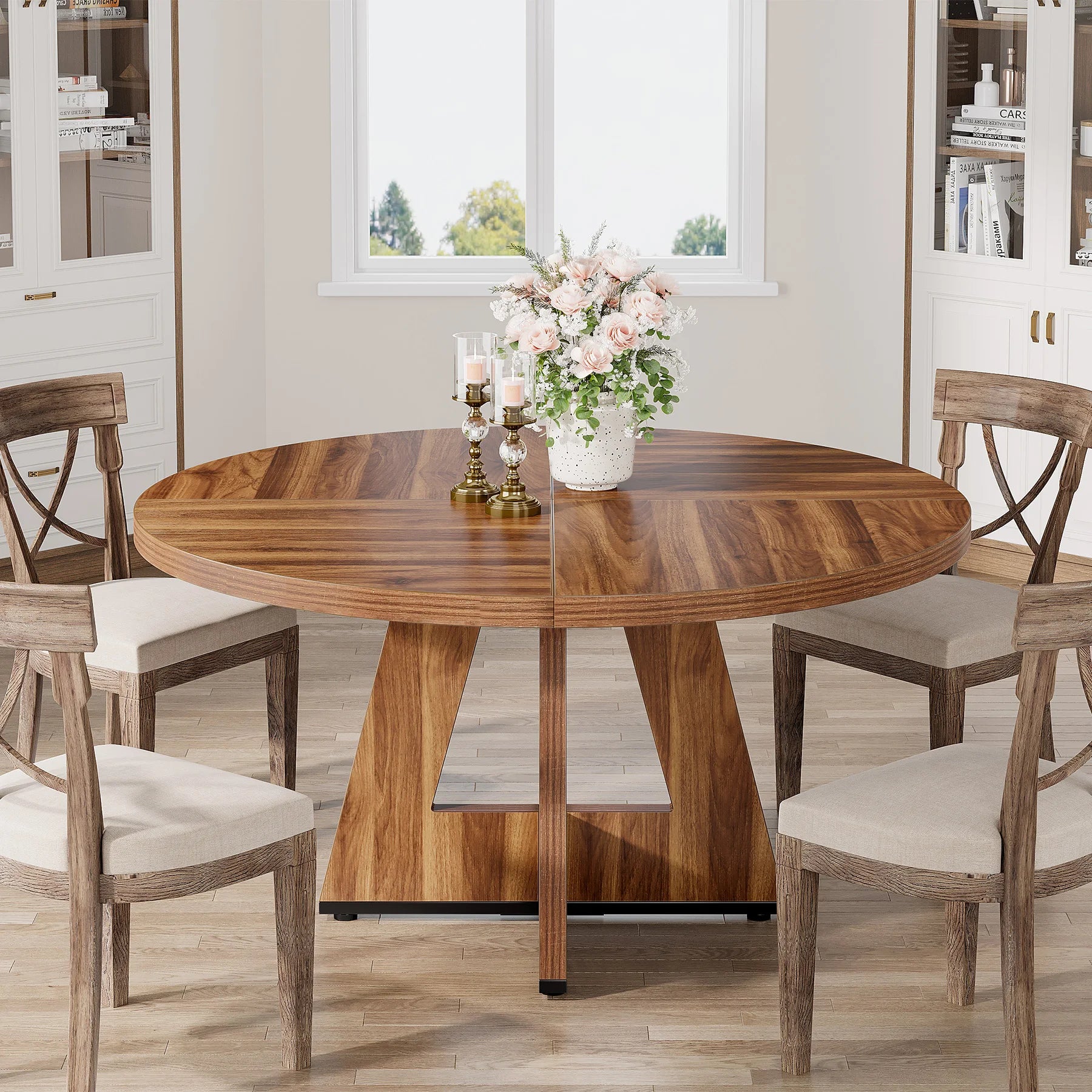 Tribesigns Round Dining Table — 47 Inch Farmhouse Kitchen Table