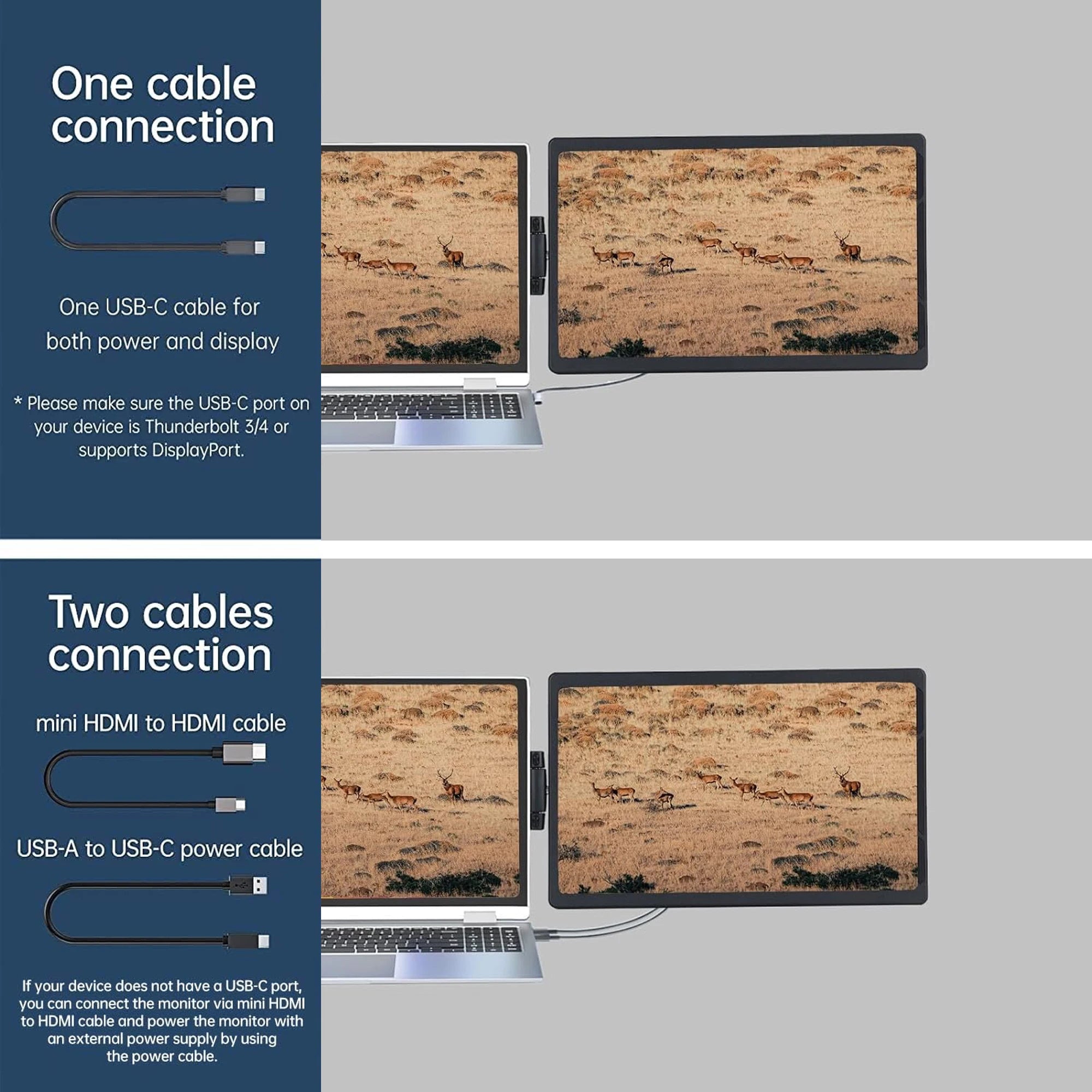13.3-Inch Portable FHD Monitor — Dual Screen Expansion for Laptops and Tablets