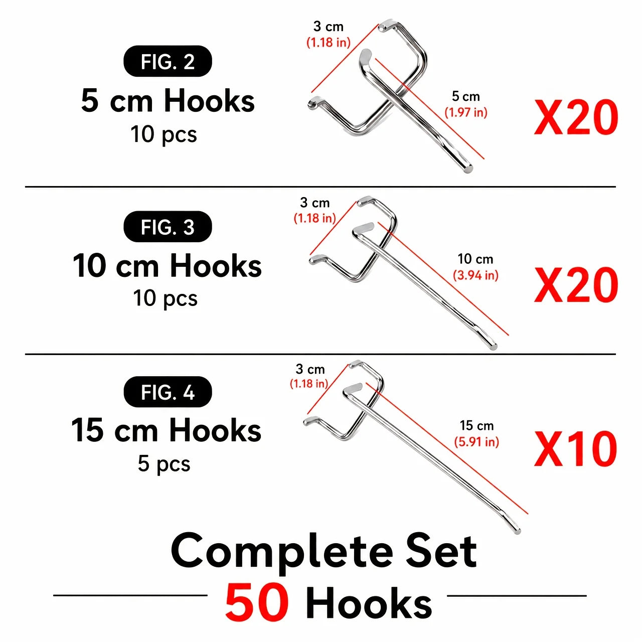Wall-Mounted Pegboard Storage System — Adjustable Organizer with 50 Hooks