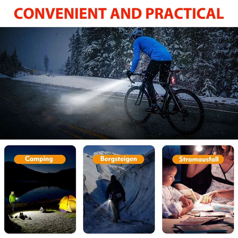 USB Rechargeable Bicycle Light Set — Front Headlight and Rear Taillight Kit