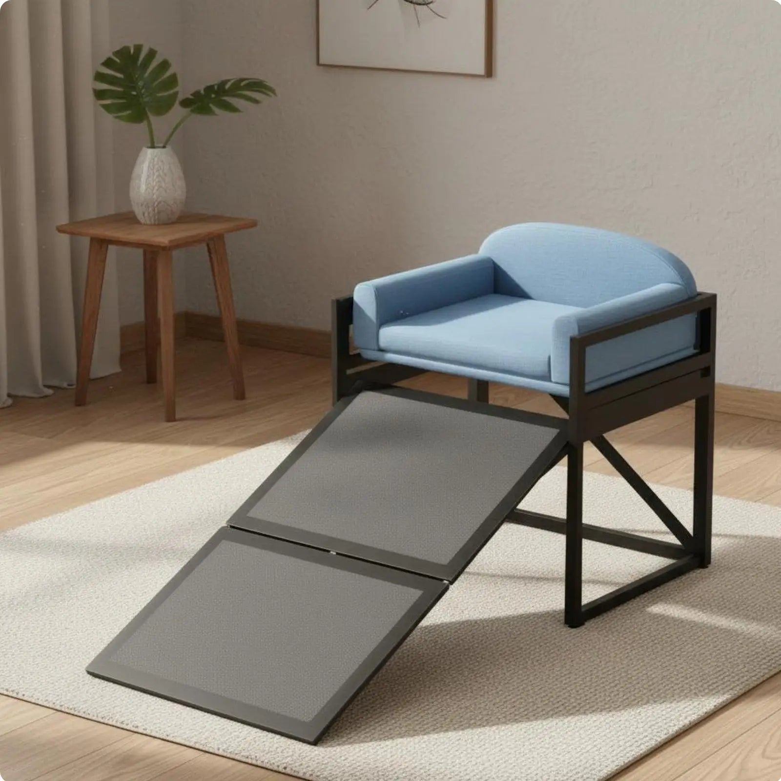 Elevated Pet Sofa Bed with Stairs — Cozy Resting Chair for Small Dogs
