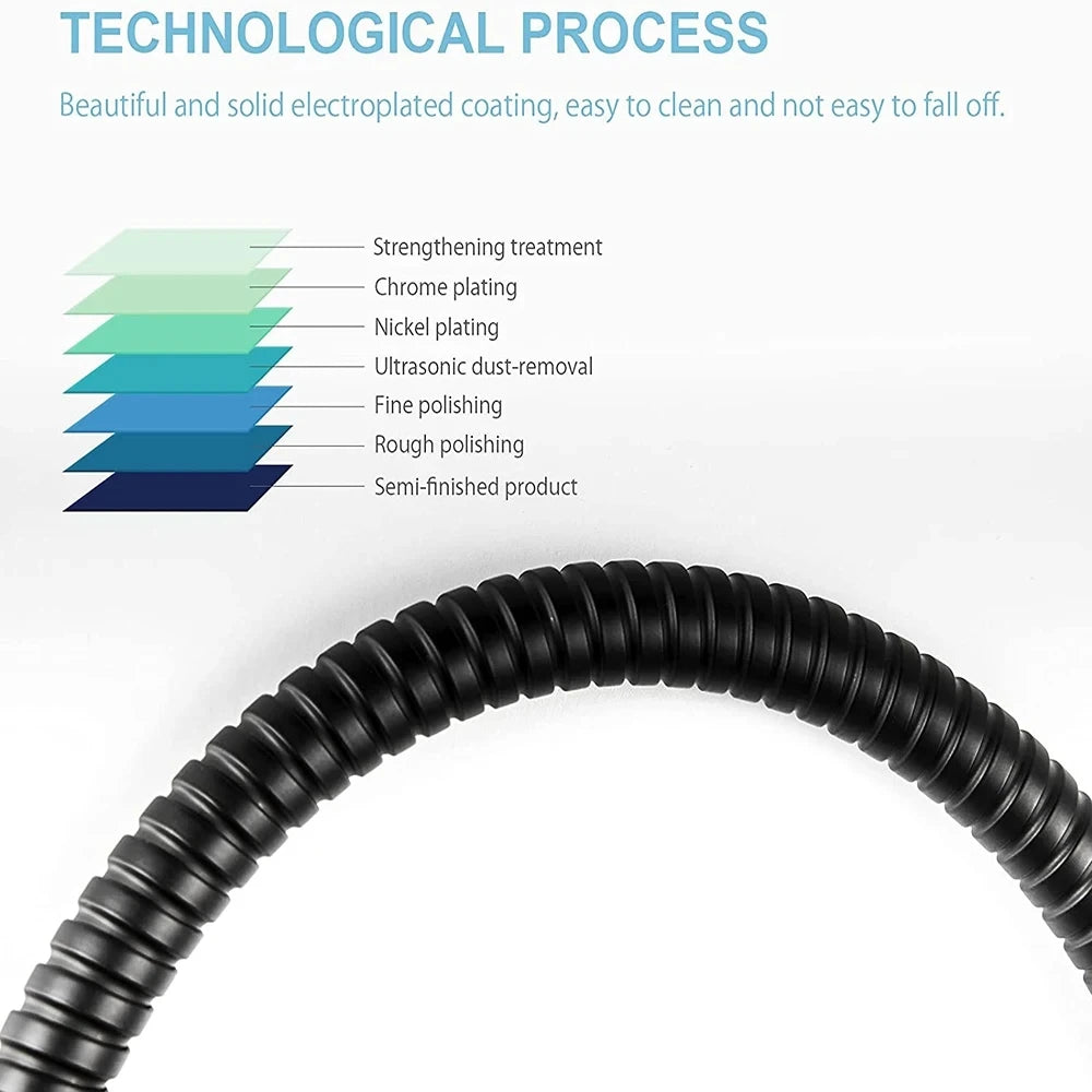 High Pressure Handheld Shower Head & Stainless Steel Hose — Flexible Bathroom Extension