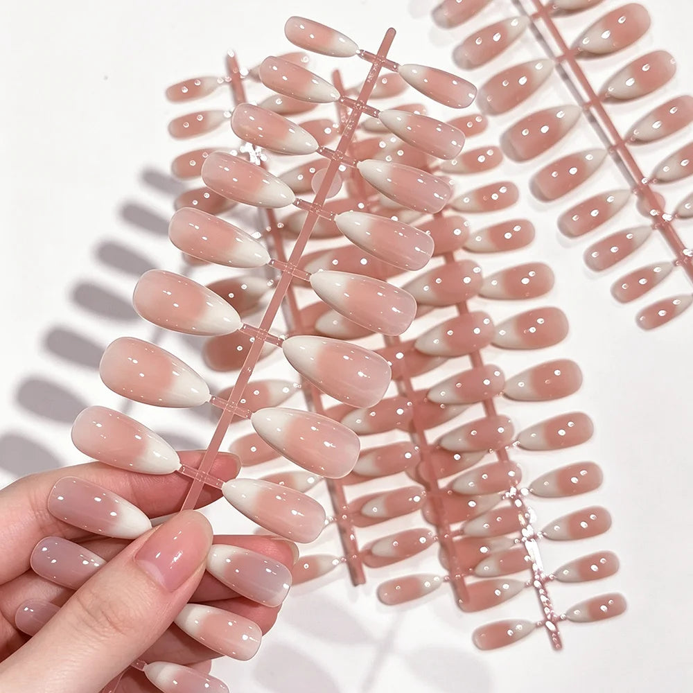 HotPress Nude Ombre Press On Nails — Almond Shape Gradient French Tip Set