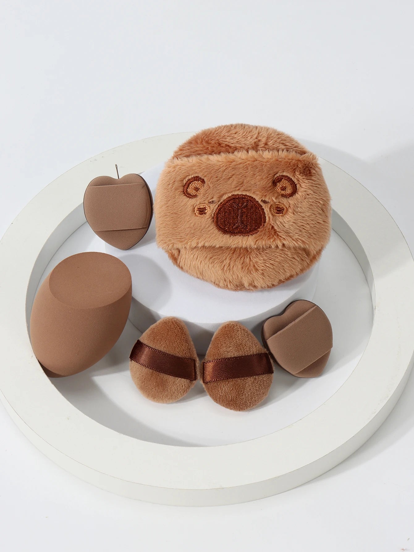 Embroidered Loose Powder Puffs — 6-Piece Set for Wet or Dry Application