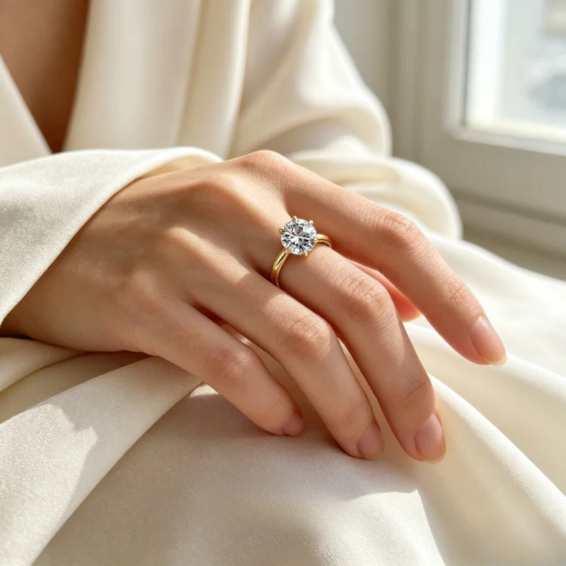 YUKOOL Cubic Zirconia Halo Ring — 18K Gold Plated Elegant Wedding Jewelry
