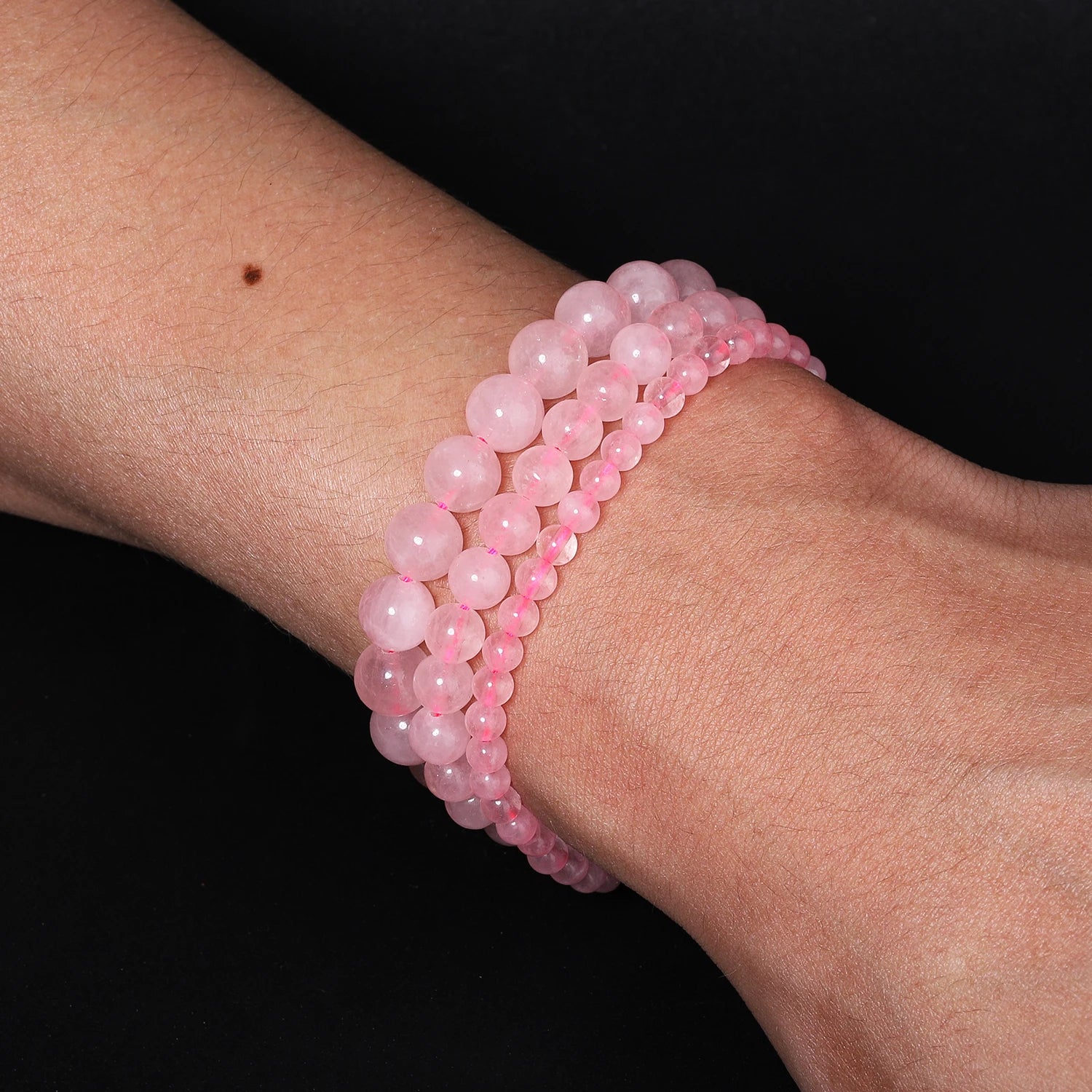 Natural Pink Rose Quartz Beads — Round Stone Spacers for DIY Jewelry