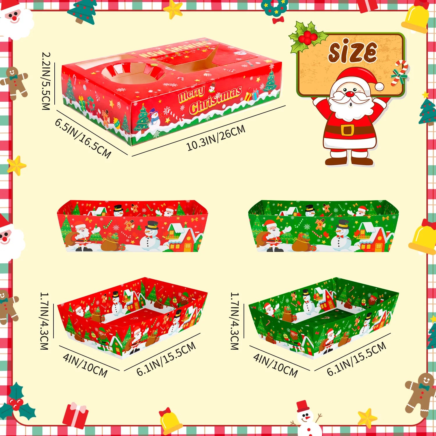 Christmas Party Snack Tray Set — 36 Piece Movie Night Serving Trays