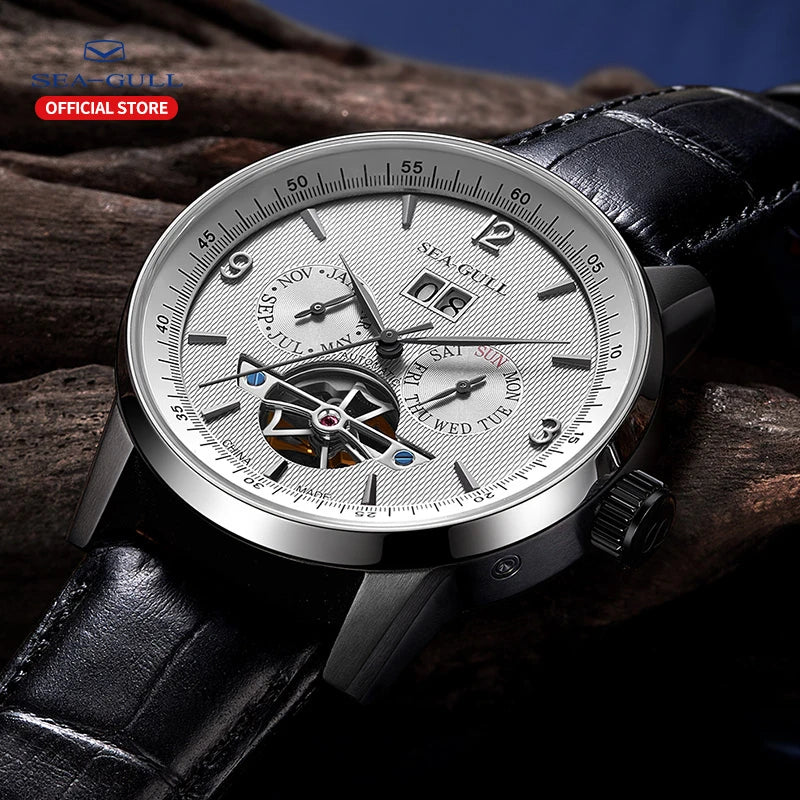 Sea-Gull Men's Automatic Mechanical Watch — Business Casual Hollow Flywheel