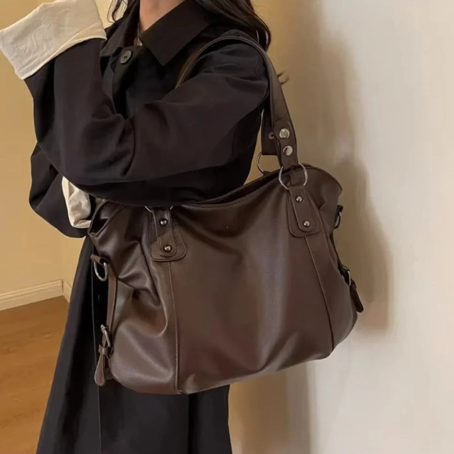 dawndesslo Large Capacity Hobo Handbag — Stylish Soft Leather Shoulder Tote