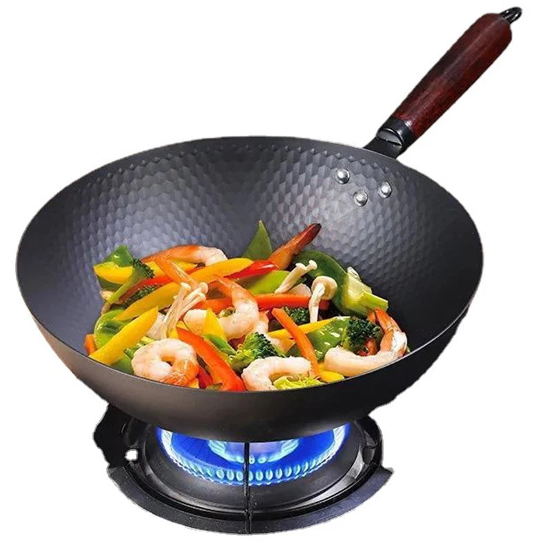 Cast Iron Wok Pan — 32cm Uncoated Japanese Style Cookware