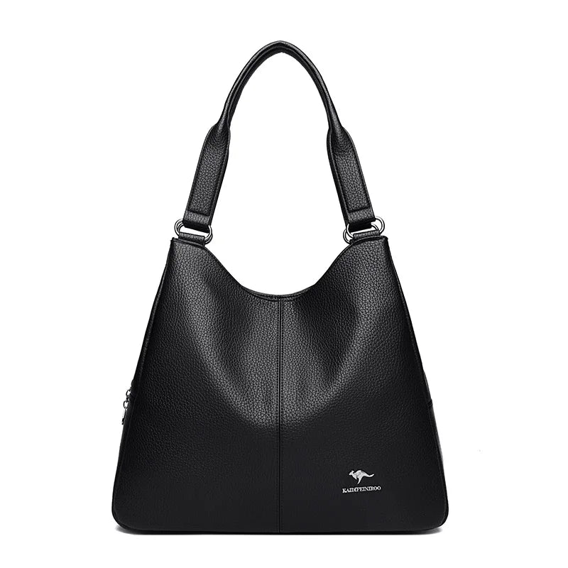 VANDERWAH Leather Top-Handle Hobo Bag — Large Capacity Fashion Tote