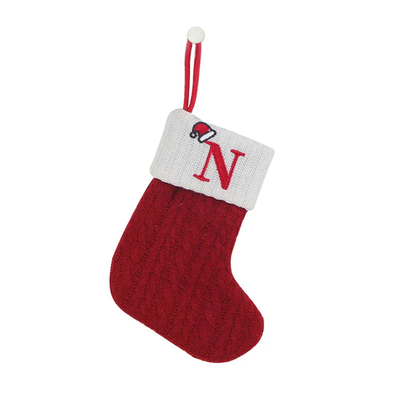 Knitted Snowflake Christmas Stocking — Decorative Holiday Tree Ornament