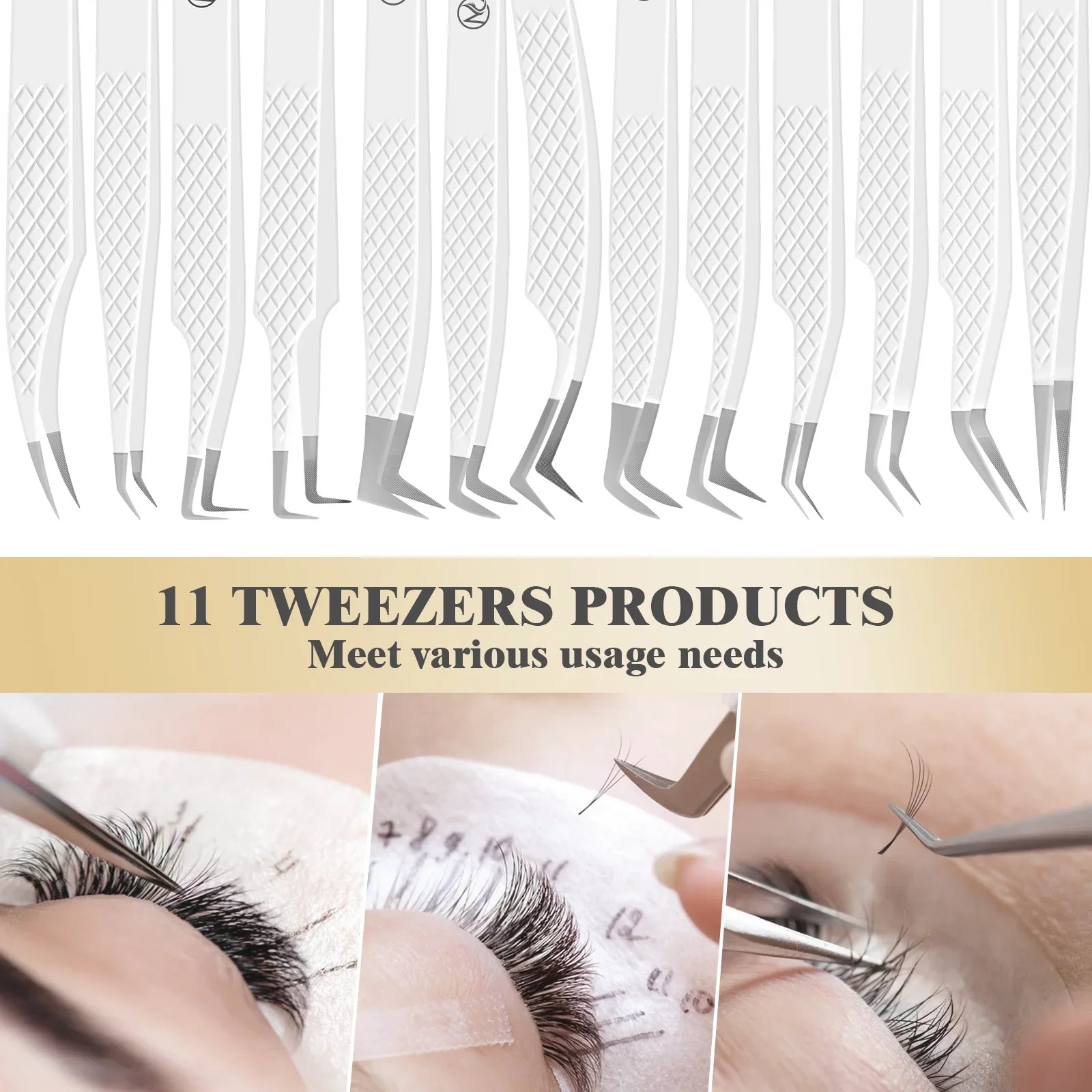 MAYOOC LASH Precision Eyelash Extension Tweezers — Anti-Static Fiber Tip Tools