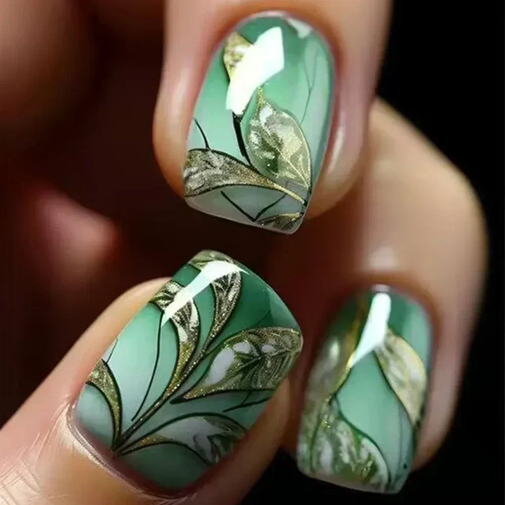 Qsezeny French Tip Press On Nails — Short Coffin Style Frosted Fake Nails