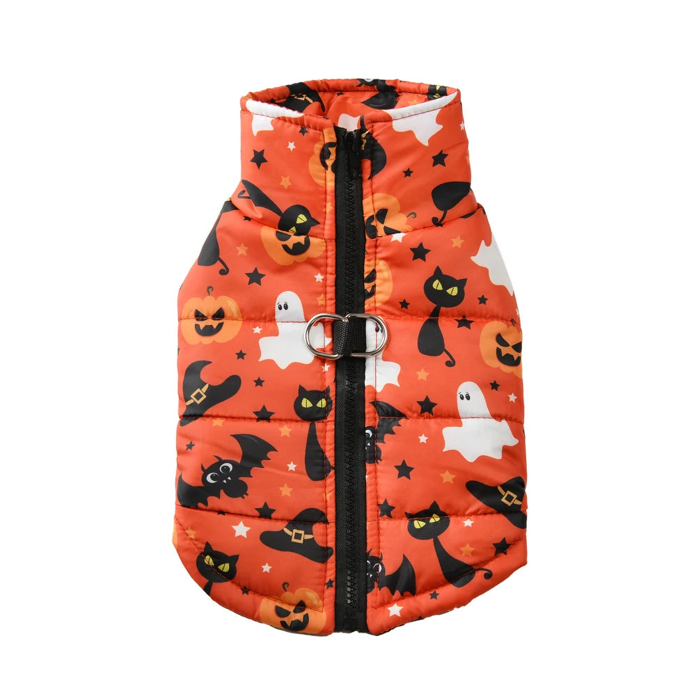 Holapet Halloween Dog Jacket — Waterproof Pumpkin Print Pet Coat